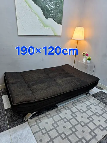Black fabric futon sofa bed 190x120cm - good condition