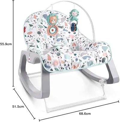 Fisher-Price Terrazzo 2-in-1 Evolutionary Baby Lounger with Vibration & Toddler Rocking Seat