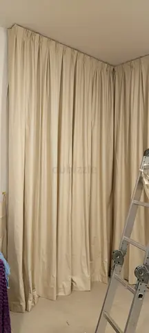 Beige full-length blackout curtains - set of panels (good condition)