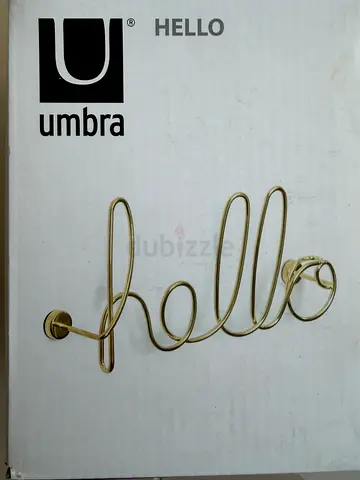 Umbra Hello Wall-Mounted Coat Rack / Hanger - Brass Finish (Unused in Box)