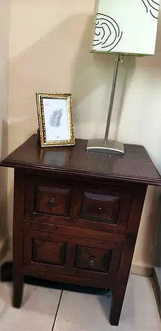 Solid wood bedside table / nightstand - dark finish
