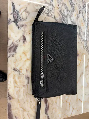 Black Prada leather pouch/clutch - small wristlet