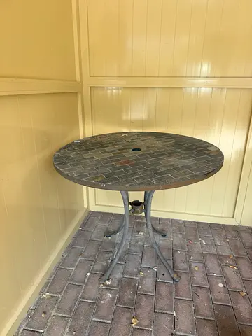 Round Outdoor Metal Mosaic Bistro Table, sturdy garden table