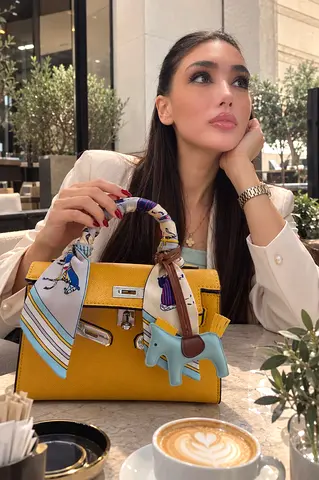 Yellow Mini Handbag with Scarf | Women’s Small Handbag