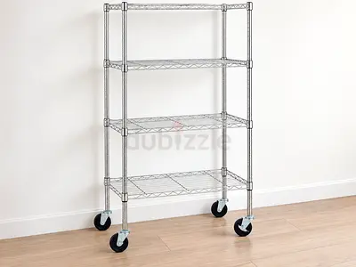 5-Shelf Storage Unit with Wheels 76x35 Chrome