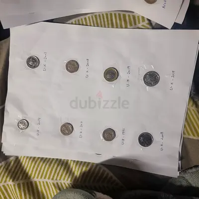 UK Coin Collection - Assorted Circulation Coins on Display Sheets