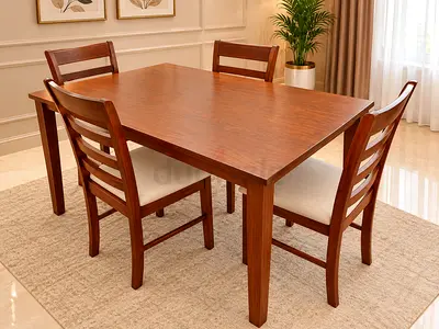 4-Seater Dining Table with Cushioned Chairs - Good Condition