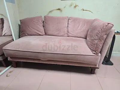 Light Pink 2-Seater Velvet Sofa - Good Condition