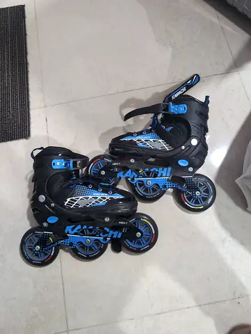 adjustable inline roller skates, blue/black, medium size, kamachi