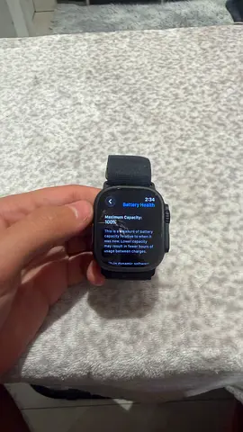 Apple Watch Ultra 3 with 100% battery health — black sport band