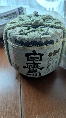 Vintage Japanese Sake Barrel Miniature (Decorative) with Rope Lid