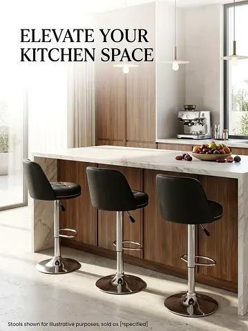Set of 3 Adjustable Black Bar Stools with Chrome Base