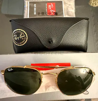 Brand new Rayban Men Marshal Hexagon Sunglasses - RB3648 001 54 - Lens Size: 54 mm - Gold/Arista