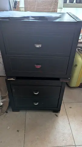 Used dark wood bedside tables / small chest of drawers - set of 2