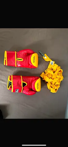 Red/Yellow Kids Boxing Gloves with Hand Wraps - Light Use
