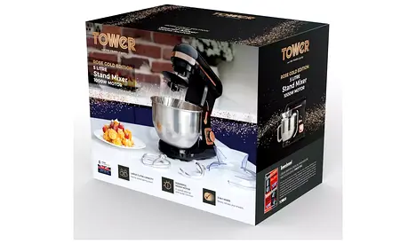 Tower T12033RG Cavaletto Stand Mixer 1000W 5L Bowl Black & Rose Gold