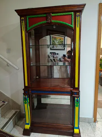 Wooden Display Cabinet with Glass Shelves and lights