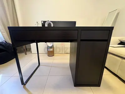 IKEA Black Writing Desk with Drawer and Cabinet - Good Condition