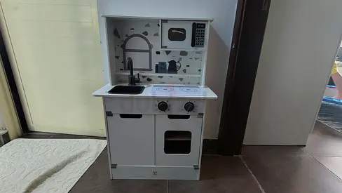 Wooden Pretend Play Kitchen Set - White, Good Condition