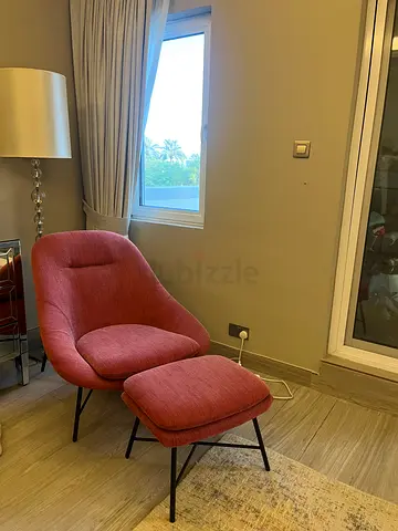 Modern Burnt Red Lounge Chair with Ottoman — Comfortable Accent Chair from West Elm
