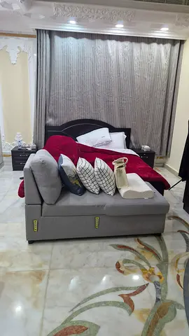 Grey fabric 3-seater sofa with cushions - good condition