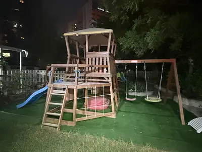 Little Tikes - Wooden outdoor playset with slide, swings and climbing frame