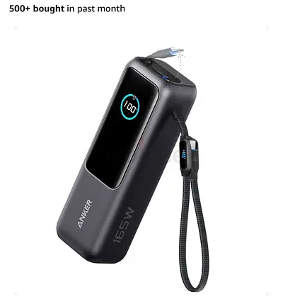 Anker Power Bank, 25,000mAh 165W Total Output Portable Charger for Laptops
3 USB-C Ports with 100W M
