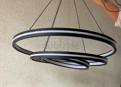 Modern Ring LED Pendant Light - Black & White, Large