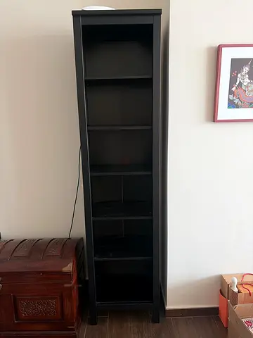 Tall black shelving unit / bookcase - good condition