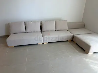 Light beige L-shaped sectional sofa, brand new