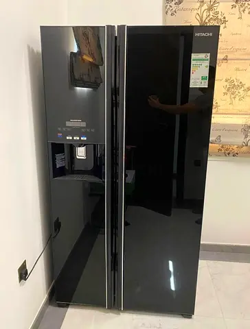 Hitachi Side-by-Side Refrigerator - Black, Water Dispenser, Excellent Condition