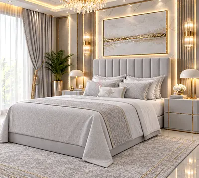 New Upholstered king Bed with mattress king size bed frame luxury storage bed new Beige double bed