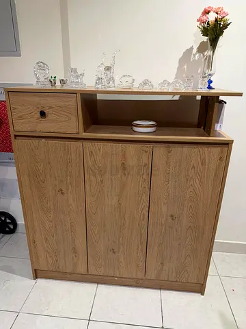 Solid Wood Look Sideboard/Cabinet with Drawer and Shelves - Light Oak