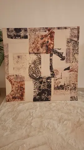 Large abstract wall art canvas — neutral tones, good condition