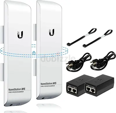 2pcs **Outdoor WiFi Antenna | Ubiquiti NanoStation M5 (NSM5) | 2 Long-Range 5GHz Access Point**