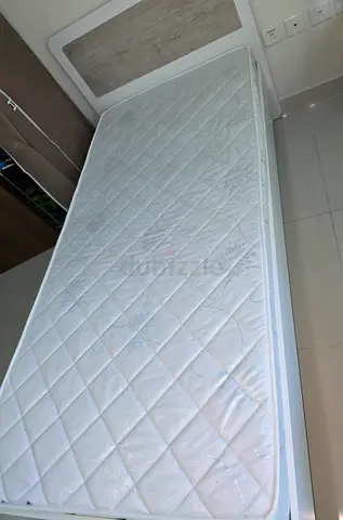 Single Bed Frame with Mattress - White, Good Condition