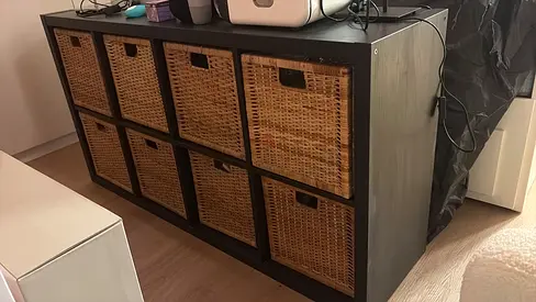IKEA KALLAX and 8-Basket Storage Unit with Woven Rattan Baskets