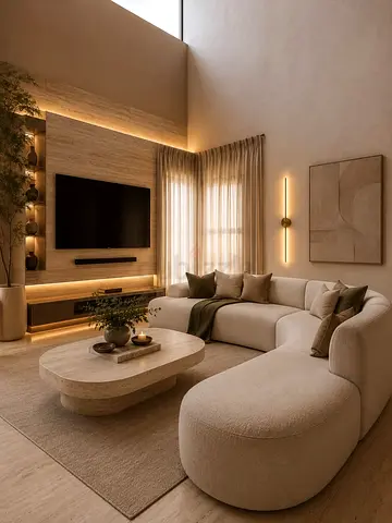Stylish cozy begei color 5 seater L shape sofa set