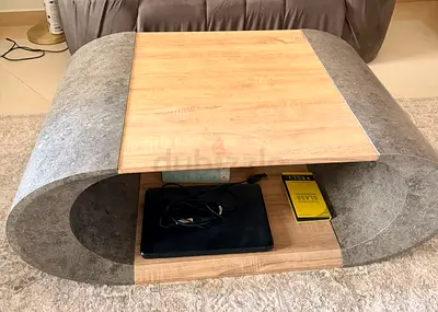 Modern Oval Coffee Table with Storage Shelf - Wood & Grey Finish