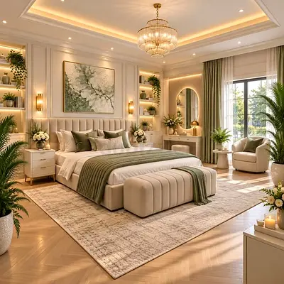 Stylish cozy beige colour 200*200 super king size bed.