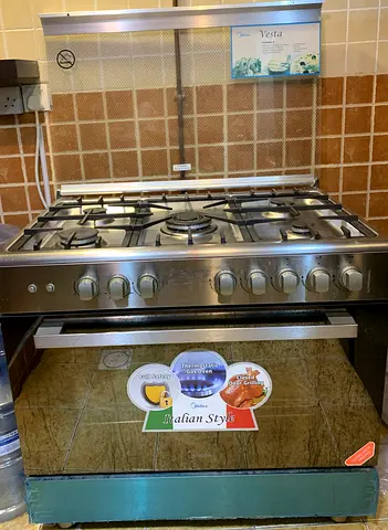 Used 5-Burner Gas Cooker with Oven - Stainless Steel sparingly used