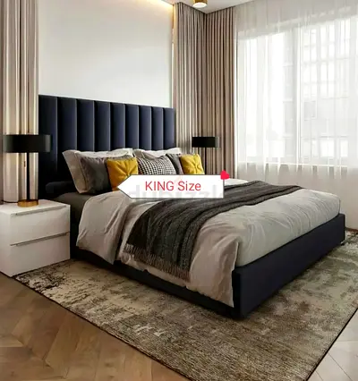 Elegant Luxury Velvet Bed King Size with Spring Mattress