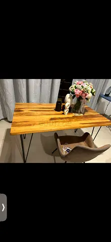 Solid Wood Dining / Study Table with Metal Legs