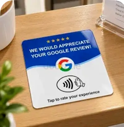 Tabletop NFC Google Review Prompt Sticker - Small Counter Sign