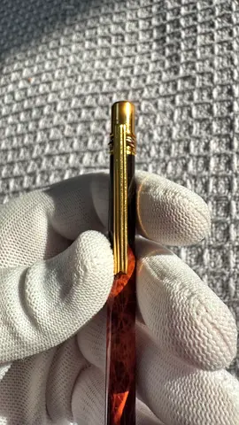 Authentic Vintage Must de Cartier Ballpoint Pen in brown & black lacquer real gold-plated