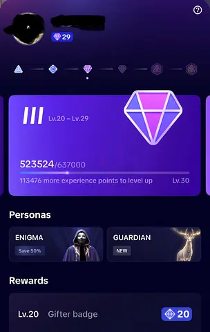 Tiktok Gifter Level 29 account