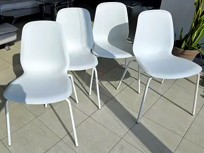 Set of 4 White Modern Dining Chairs - Good Condition