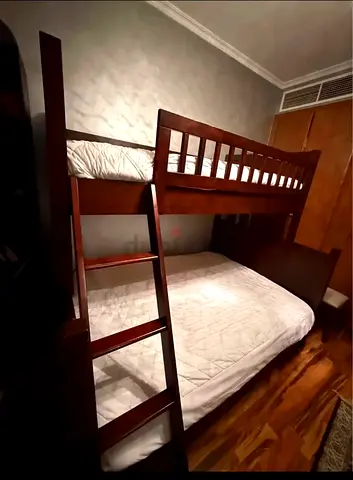 Mahogany wood bunker bed single top bottom queen