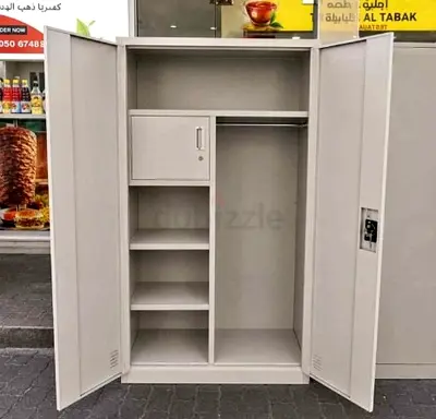 Metal Wardrobe Cabinet with Shelves and Lock - Good Condition