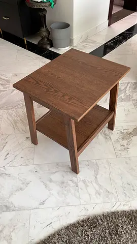 Wood Side Table with Lower Shelf